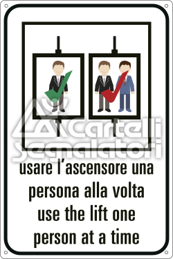 Usare l'ascensore una persona alla volta - Use the lift one person at a time - Coronavirus Covid-19